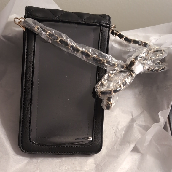 Quilted Crossbody Phone Bag -BLACK - Picture 2 of 9